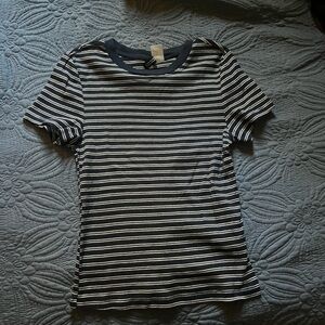 H&M Black and White Striped Crop Top